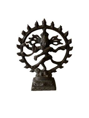 Vintage Shiva Nataraja Dancing Bronze Statue Hindu Cosmic Dancer  Sculpture 6”
